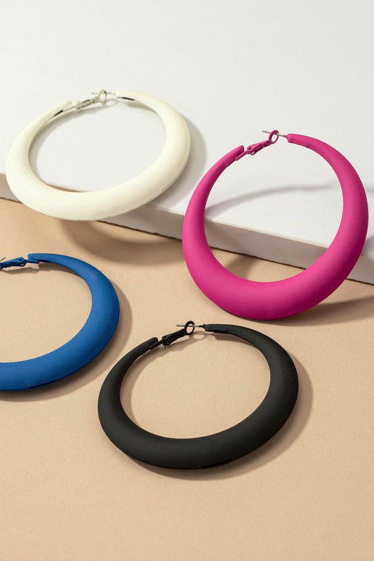 Large Color Puff Hoop Earrings