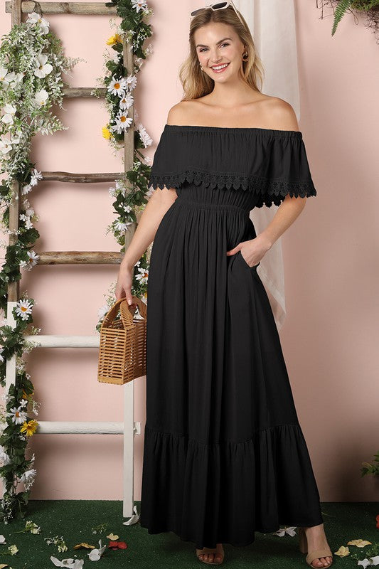 Off the Shoulder Flowy Maxi Dress