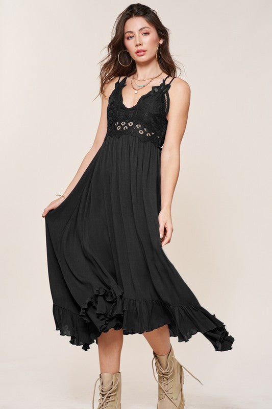 Long Ruffled Slip Dress