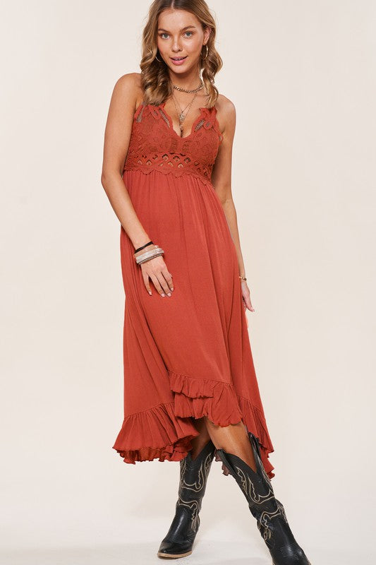 Long Ruffled Slip Dress