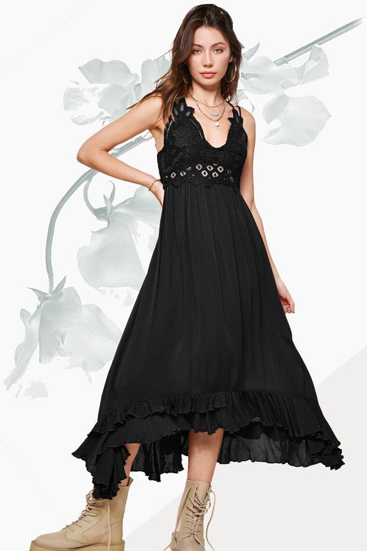 Long Ruffled Slip Dress