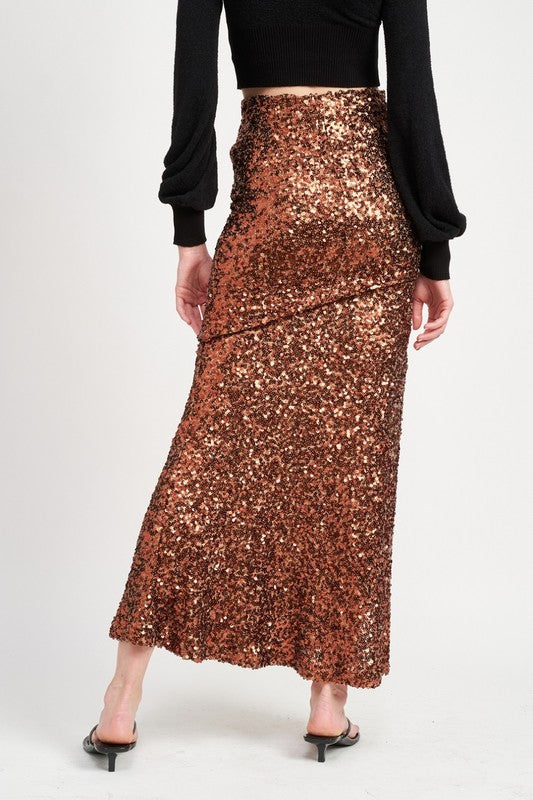 SEQUIN HIGH WAIST MAXI SKIRT