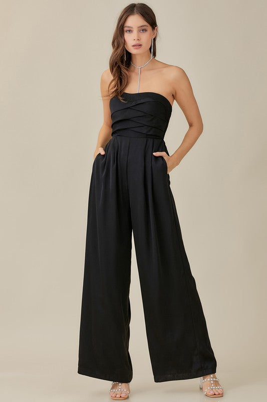 Overlapping Top Detailed Jumpsuit