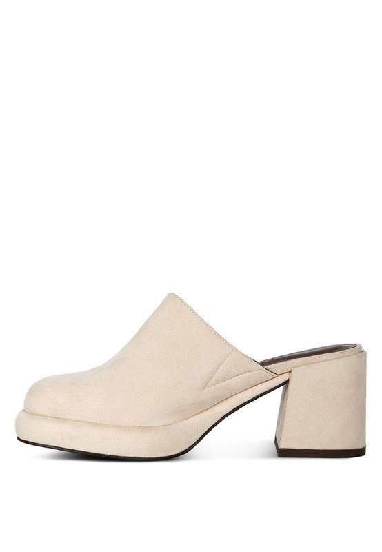 DELAUNAY Suede Heeled Mule Sandals