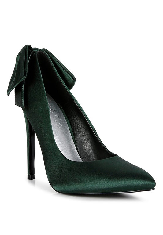 Green Satin Stiletto Pump Heels