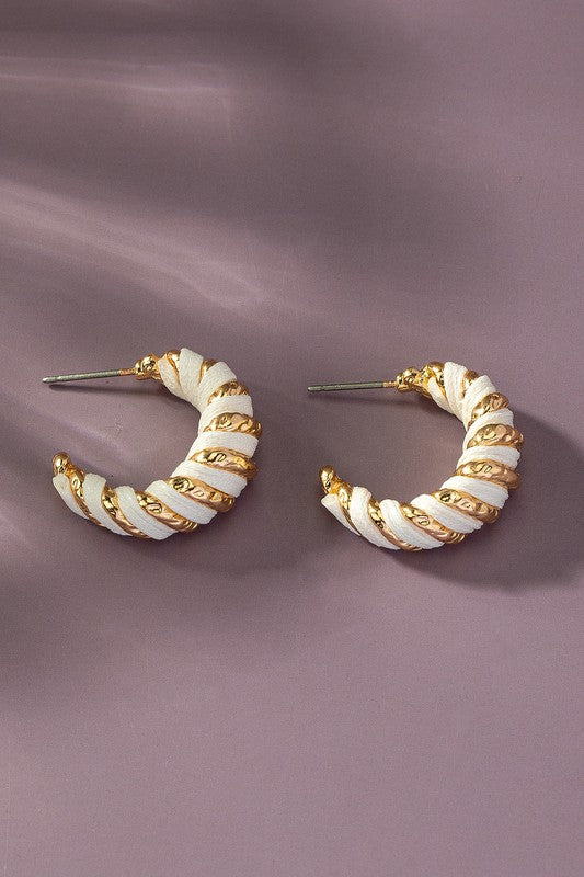 Leather Cord Wrapped Hoop Earrings