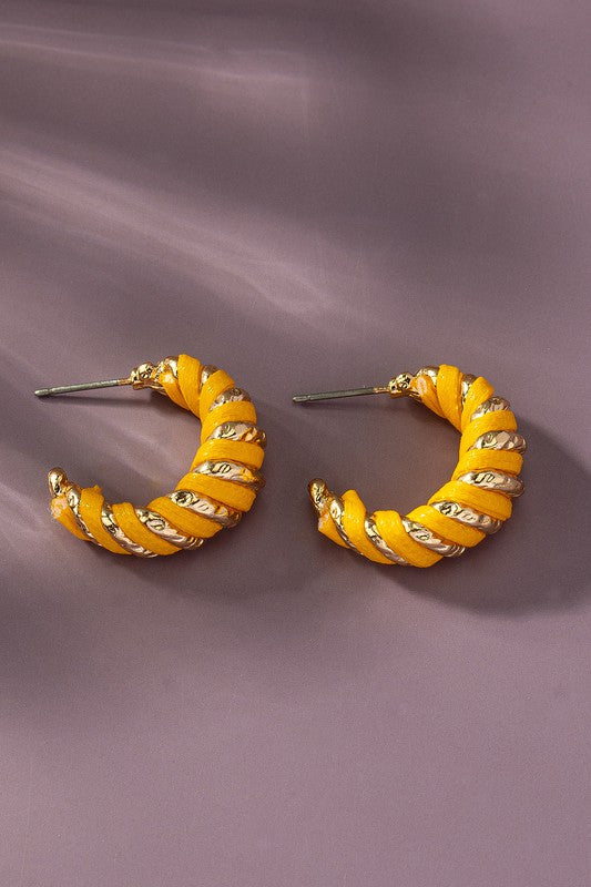 Leather Cord Wrapped Hoop Earrings