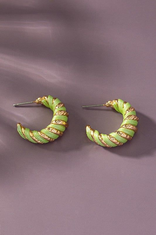 Leather Cord Wrapped Hoop Earrings