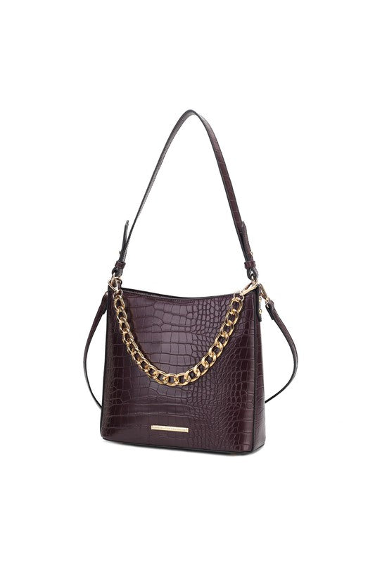 MKF Collection Faux Crocodile-Embossed Shoulder Bag