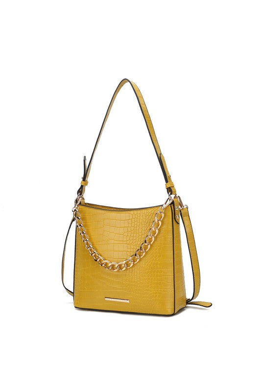 MKF Collection Faux Crocodile-Embossed Shoulder Bag