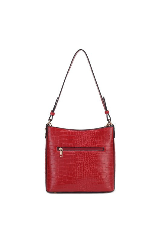 MKF Collection Faux Crocodile-Embossed Shoulder Bag