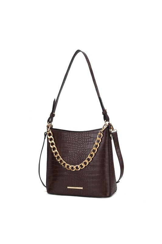 MKF Collection Faux Crocodile-Embossed Shoulder Bag