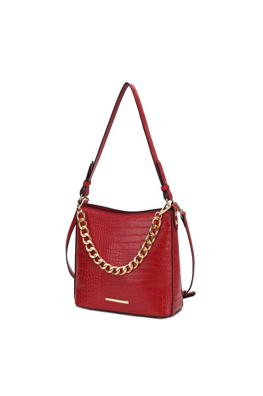 MKF Collection Faux Crocodile-Embossed Shoulder Bag