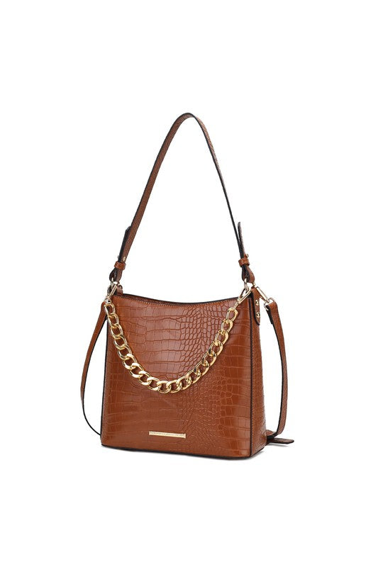 MKF Collection Faux Crocodile-Embossed Shoulder Bag