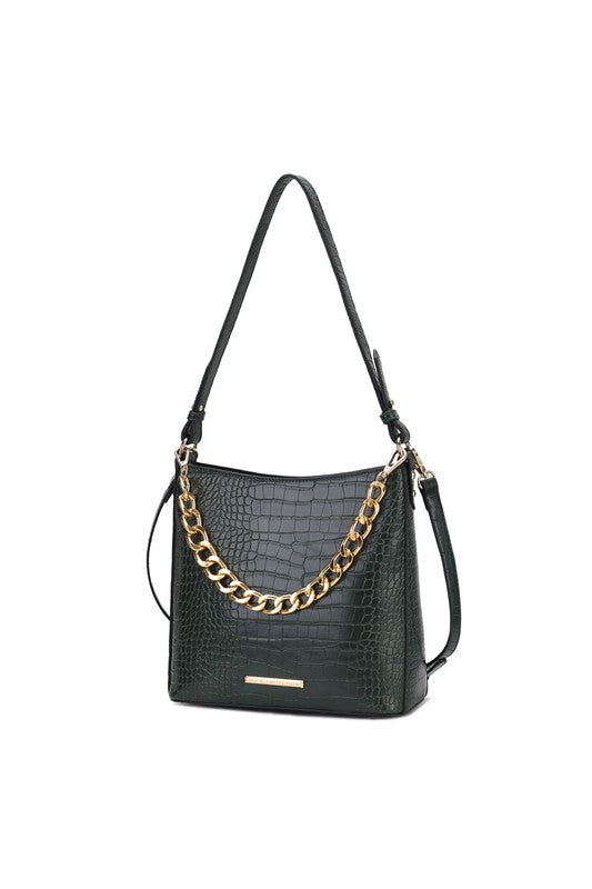 MKF Collection Faux Crocodile-Embossed Shoulder Bag