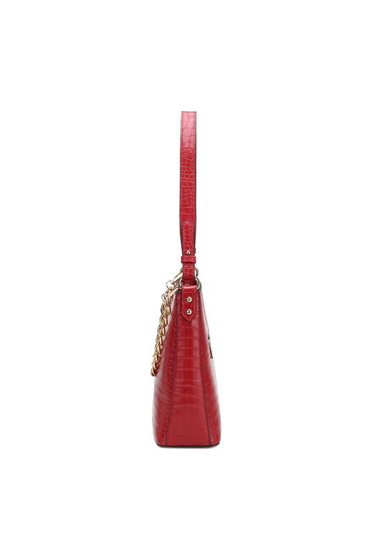 MKF Collection Faux Crocodile-Embossed Shoulder Bag