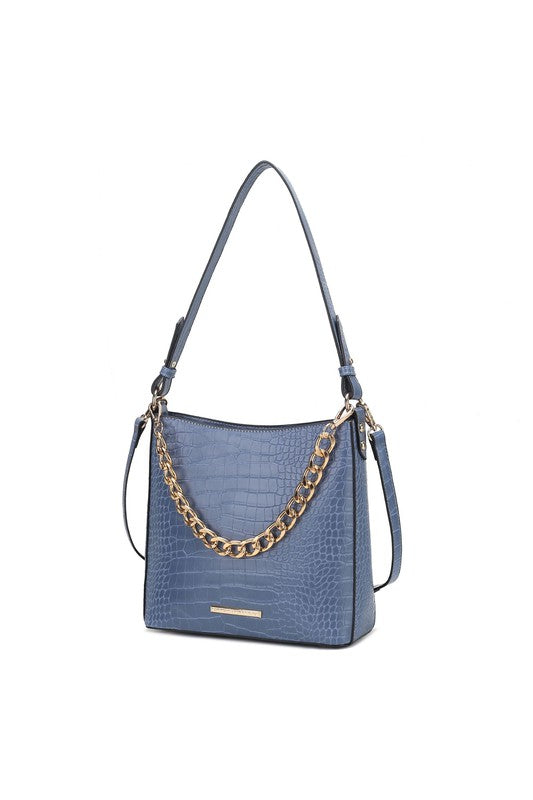 MKF Collection Faux Crocodile-Embossed Shoulder Bag