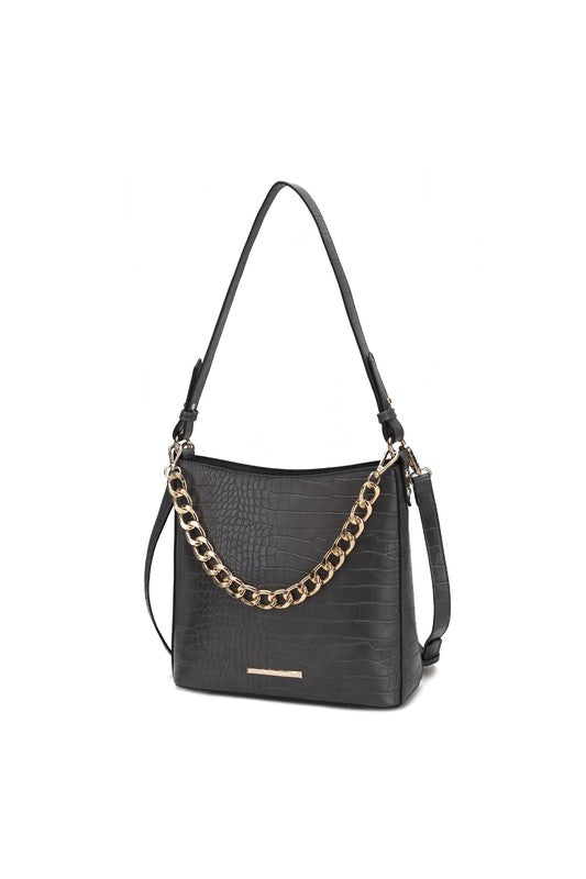 MKF Collection Faux Crocodile-Embossed Shoulder Bag