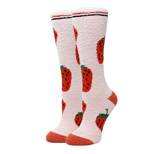 Strawberry Women's fuzzy crew socks