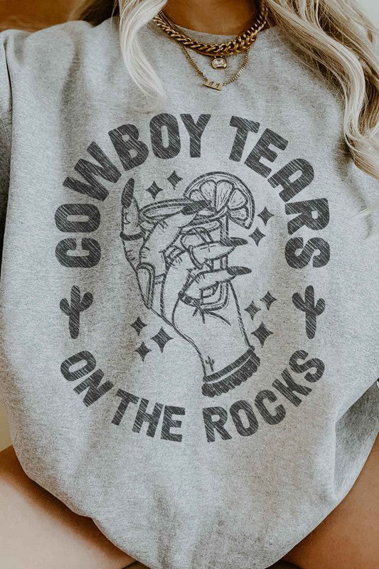 COWBOY TEARS ON THE ROCKS OVERSIZED SWEATSHIRT