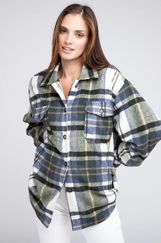 Textured Shirts With Big Checkered Print