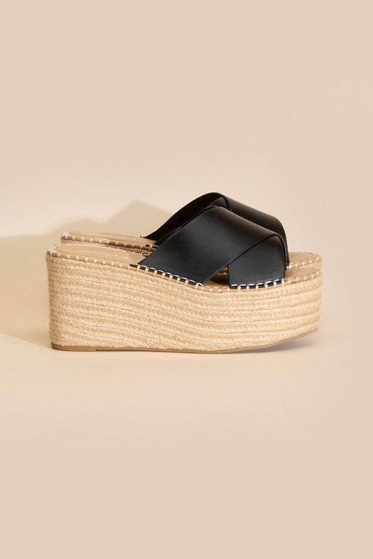 Glitzy Raffia Platform slides