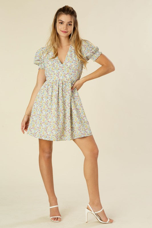 Floral V Neck Spring Dress