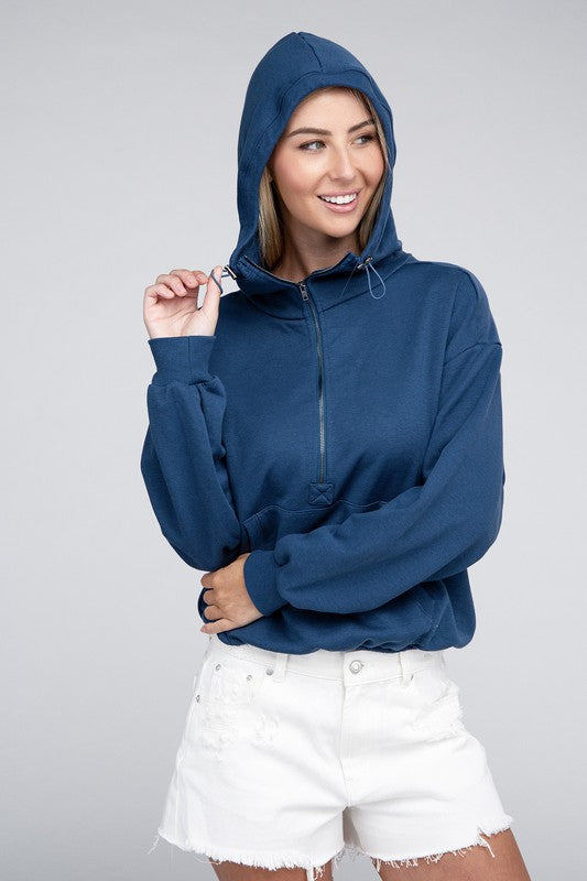 Luxury Zip Pullover Hoodie with Front Pocket